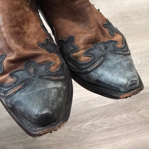 Corral Cowgirl Boots Western Brown Black Leather - Picture 9 of 14